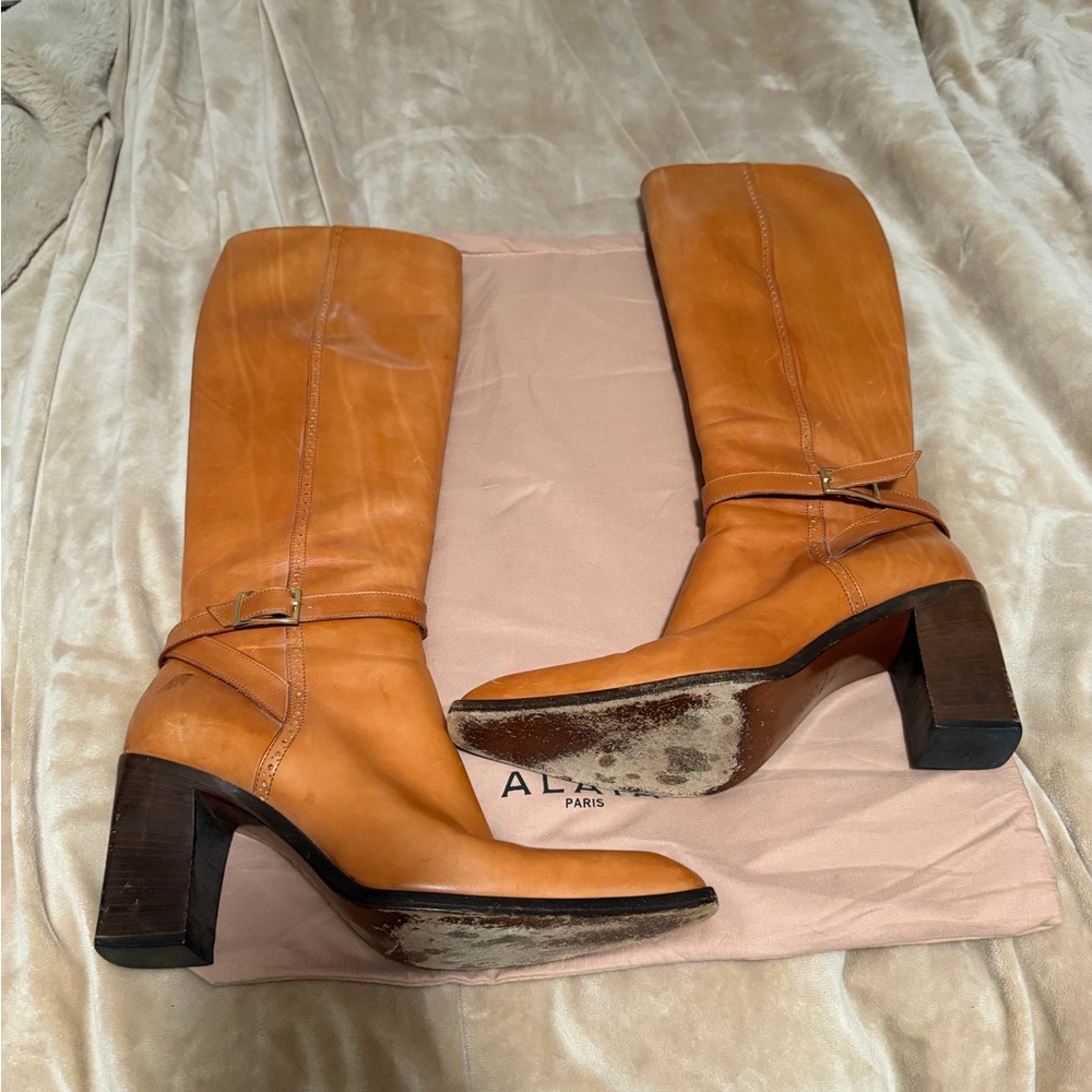 Michel Perry Women's Tan Leather Boots 38.5/8